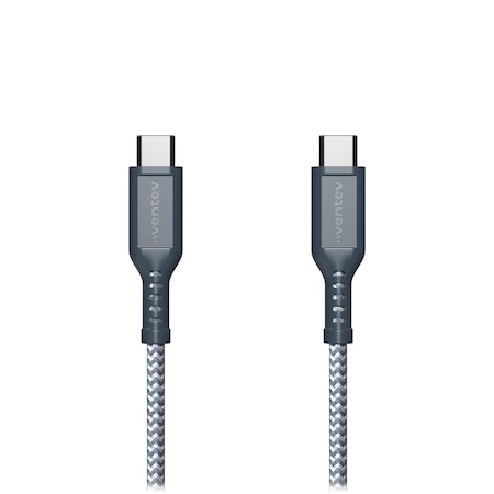 Ventev High Speed Usb C To Usb C Braided Cable With 2x The Copper For Faster Charging 6ft, Gray BC6-GRY262894